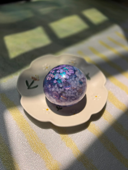 Handmade Glow-in-the-Dark Squishy Ball | Purple Cherry Blossom