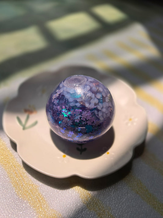 Handmade Glow-in-the-Dark Squishy Ball | Purple Cherry Blossom