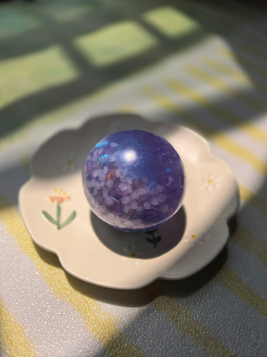 Handmade Glow-in-the-Dark Squishy Ball | Purple Cherry Blossom